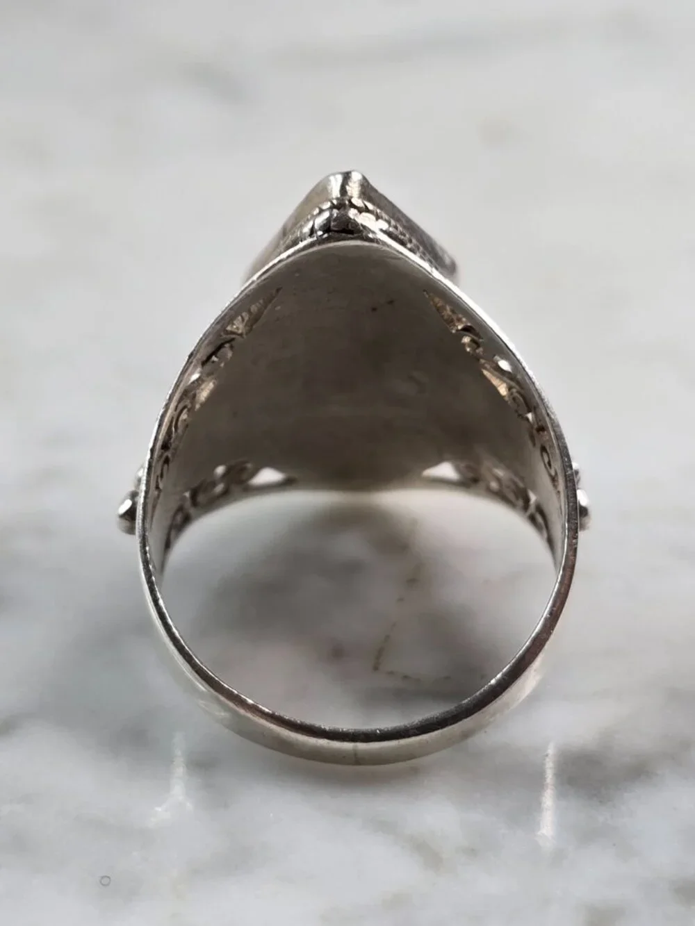 Mens Vintage Sterling Silver Southwestern Turquoise Coral Ring 7.6g E5557